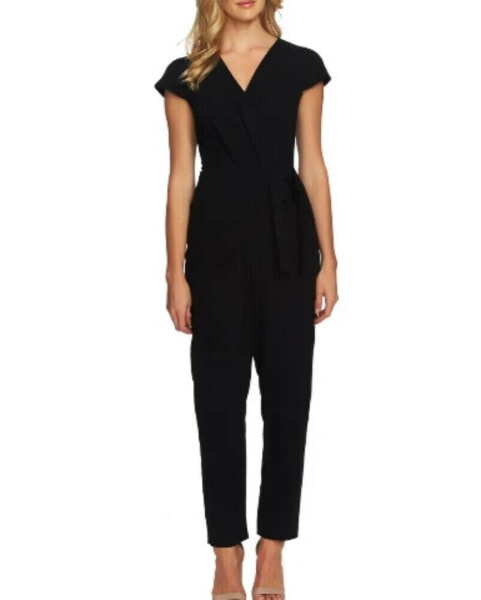 CeCe 257241 Women's Cap Sleeve V-Neck Side Tie Jumpsuit Black Size 4