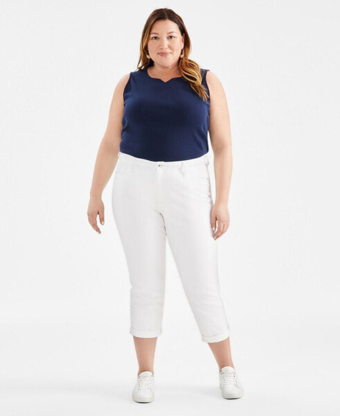 Plus Size Mid-Rise Girlfriend Jeans, Created for Macy's