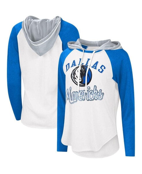 Women's White Dallas Mavericks MVP Raglan Hoodie Long Sleeve T-shirt