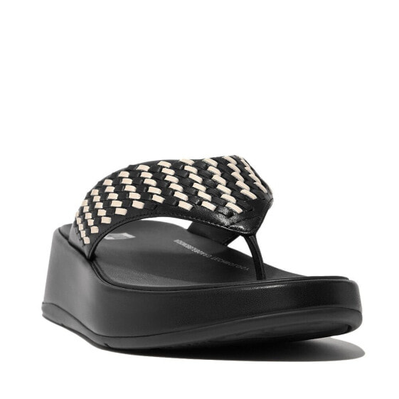 Women's F-Mode Woven-Leather Flatform Toe-Post Sandals