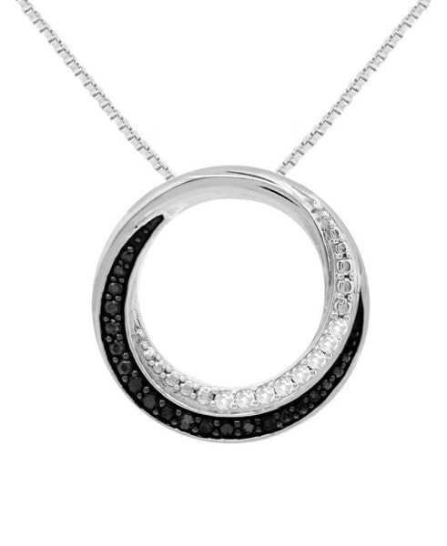Black & White Diamond Circle 18" Pendant Necklace (1/6 ct. t.w.) in Sterling Silver