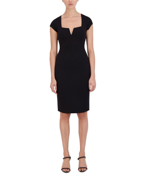 Women's Ponté-Knit Cap-Sleeve Sheath Dress