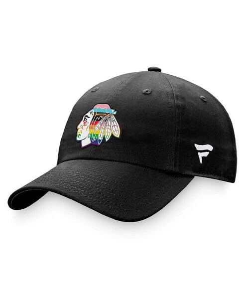 Men's Black Chicago Blackhawks Team Logo Pride Adjustable Hat
