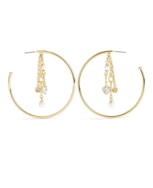 Faux Stone Signature Charm Hoop Earrings