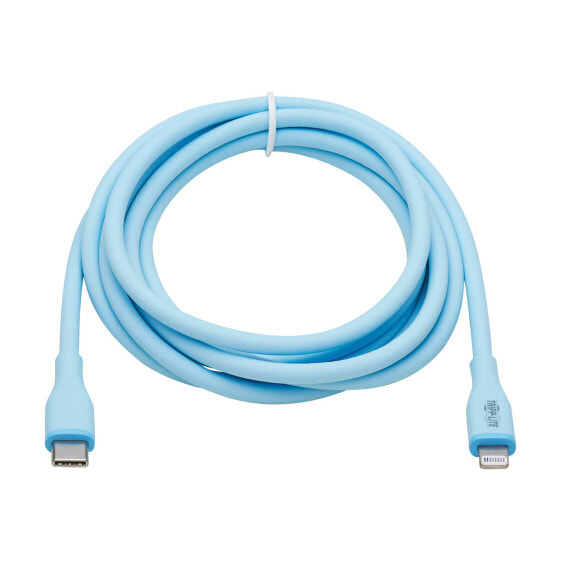 Tripp M102AB-006-S-LB Safe-IT USB-C to Lightning Sync/Charge Antibacterial Cable - Ultra Flexible - MFi Certified - USB 2.0 (M/M) - Light Blue - 6 ft. (1.83 m) - 1.83 m - Lightning - USB C - Male - Male - Blue