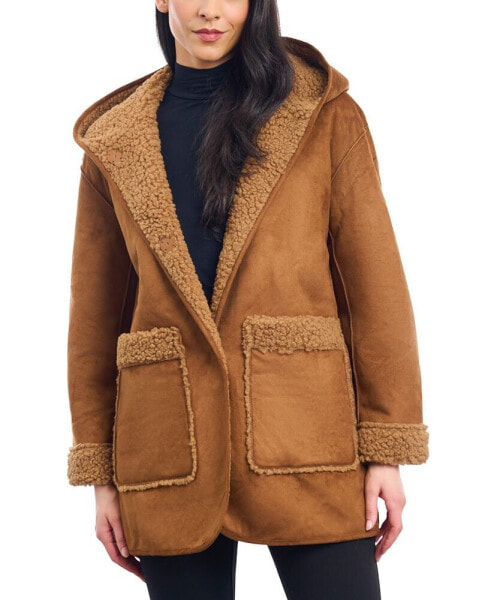 Women's Hooded Faux-Shearling Coat