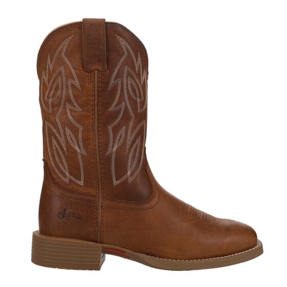 Justin Boots Canter Water Buffalo 11" Wide Embroidered Square Toe Mens Brown Ca