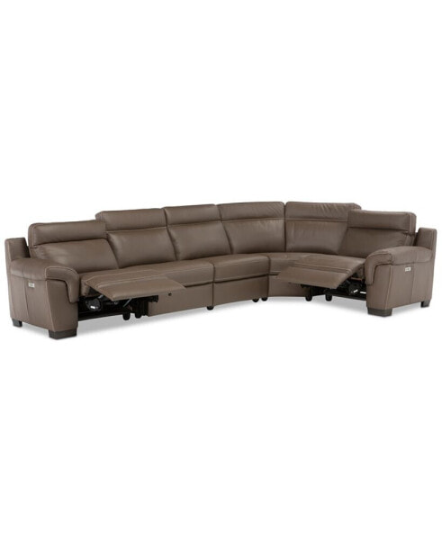 Julius II 5-Pc. Leather Sectional Sofa With 2 Power Recliners, Power Headrests & USB Power Outlet, Created for Macy's