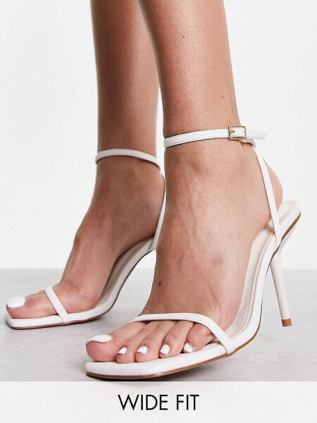 Simmi London Wide Fit Novalee barely there sandals in white 