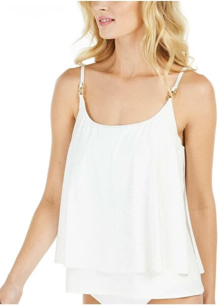Michael Kors Iconic Solids Double Layer Tankini Top White MD