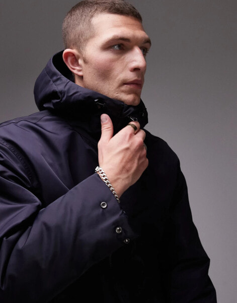 ARKET bomber jacket with adjustable hood in dark blue