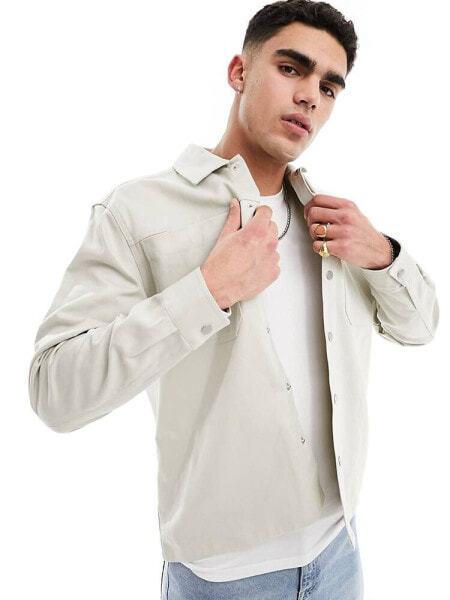 River Island overshirt in light stone