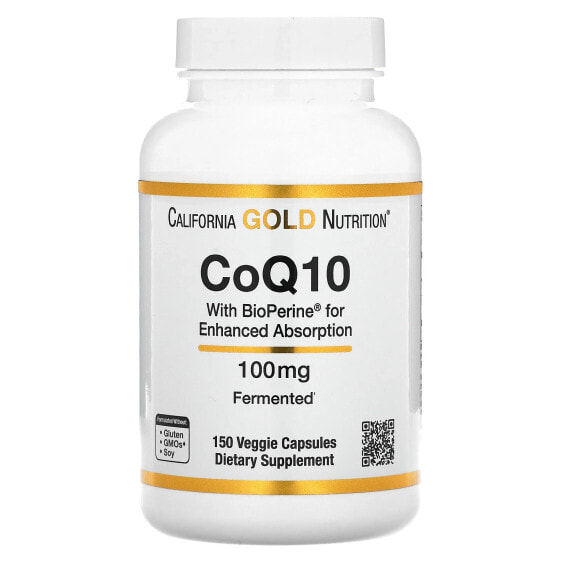 БАД California Gold Nutrition Коэнзим Q10 с Bioperine, 100 мг, 360 растительных капсул