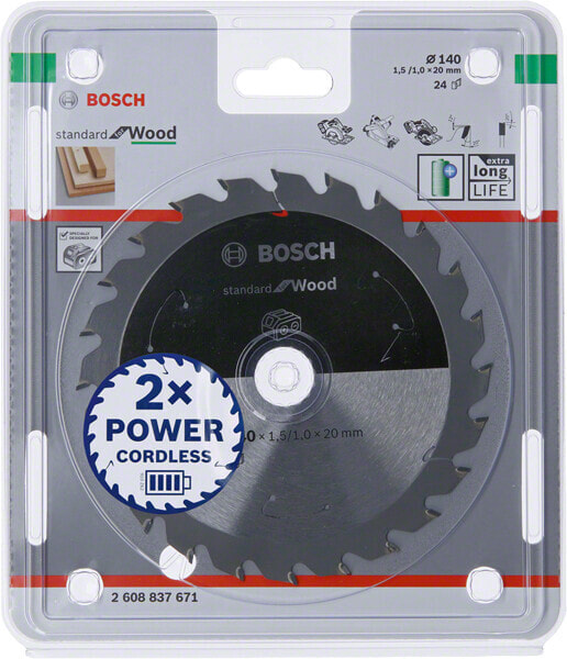 Беспроводная Пильный диск Bosch Standard Wood 140x20x24z