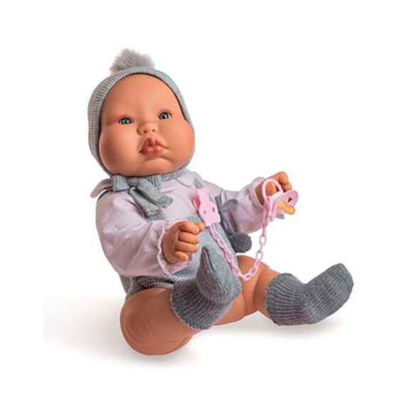BERJUAN Chubby Baby With Gray Wool Pichi. A Gordete Of Rhipete Articulated Vinyl Body 50 cm Doll