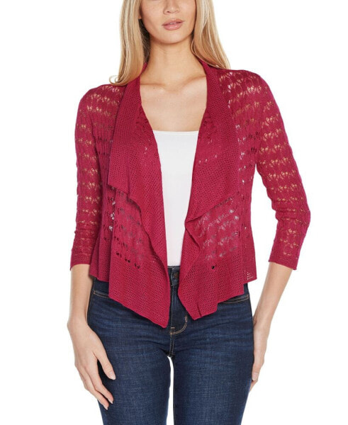 Women's Pointelle Stich Flowy Open Cardigan