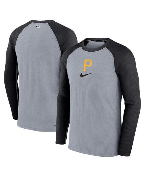 Men's Gray Pittsburgh Pirates Authentic Collection Game Raglan Performance Long Sleeve T-shirt