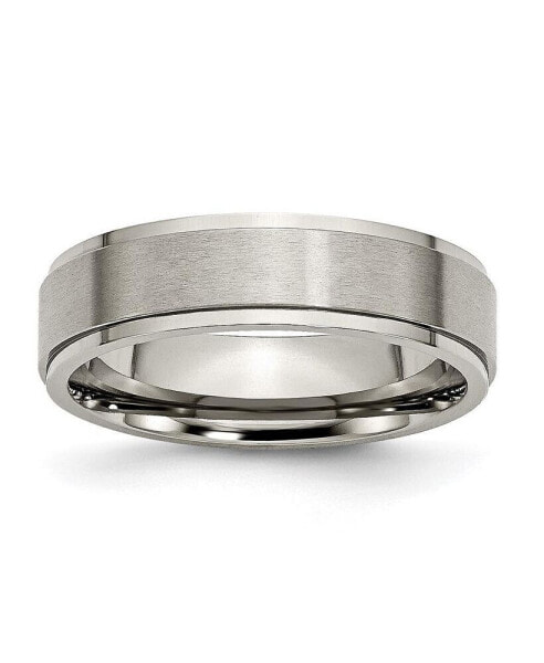 Titanium Brushed Center 6 mm Ridged Edge Wedding Band Ring