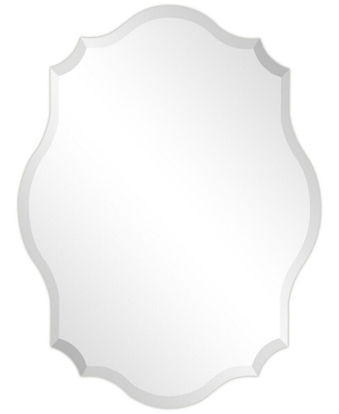 Frameless Beveled Oblong Scalloped Wall Mirror, 40" x 30" x 0.39"