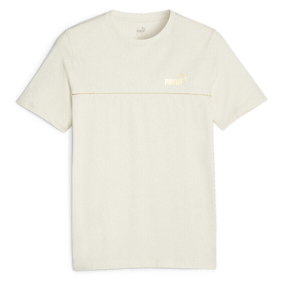 Puma Essentials Minimal Gold Logo Crew Neck Short Sleeve T-Shirt Mens Off White