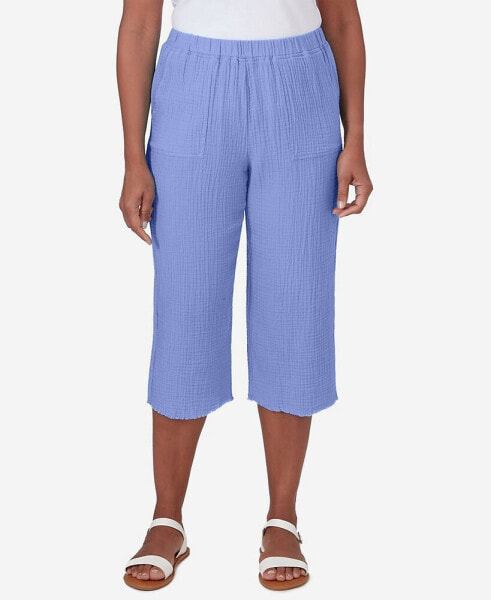 Petite Summer Breeze Pull On Double Gauze Capri Pants