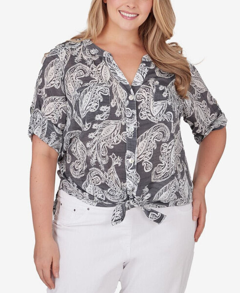 Plus Size Paisley Silky Gauze Top