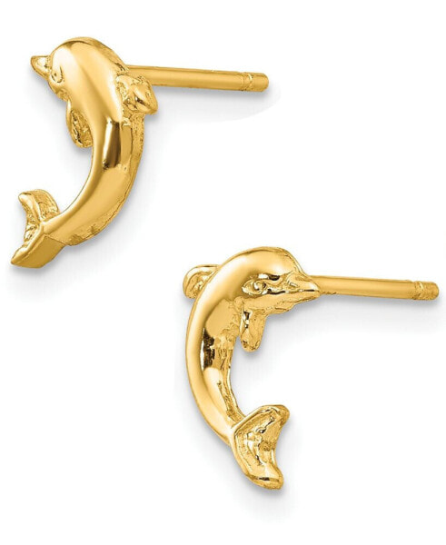Dolphin Stud Earrings in 14k Gold