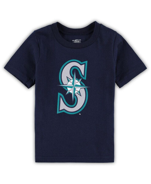 Toddler Boys and Girls Navy Seattle Mariners Team Crew Primary Logo T-shirt