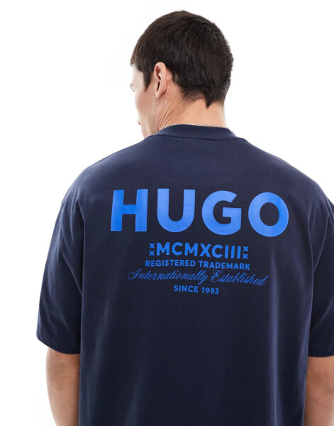 HUGO Blue nalono oversized t-shirt in navy