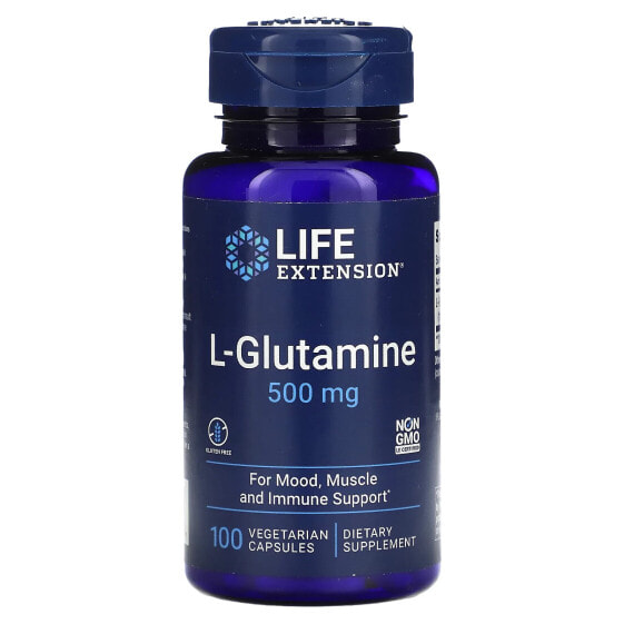 Аминокислоты Life Extension L-Glutamine, 500 мг, 100 вегетарианских капсул