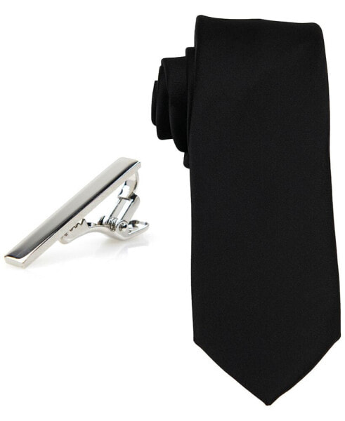 Men's Solid Tie & 1-1/2" Tie Bar Set