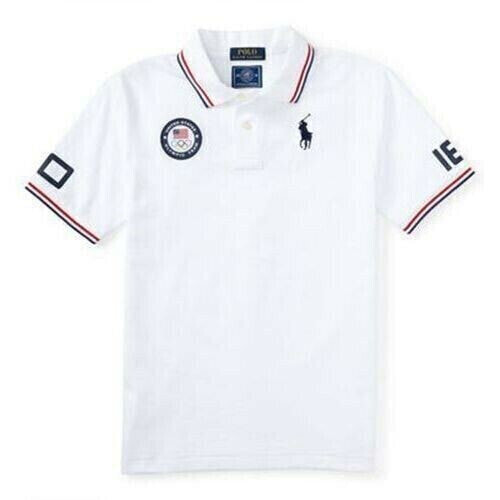 Mens Polo Ralph Lauren White Team USA 2016 Olympics Mesh Polo