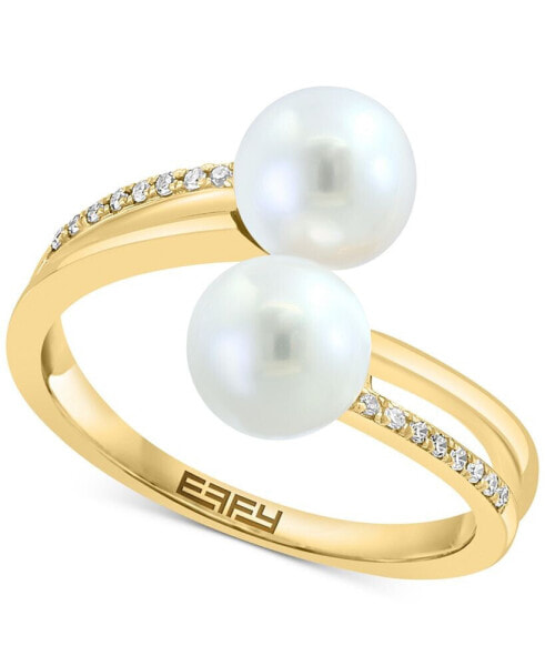 EFFY® Freshwater Pearl (6-1/2mm) & Diamond (1/20 ct. t.w.) Bypass Ring in 14k Gold