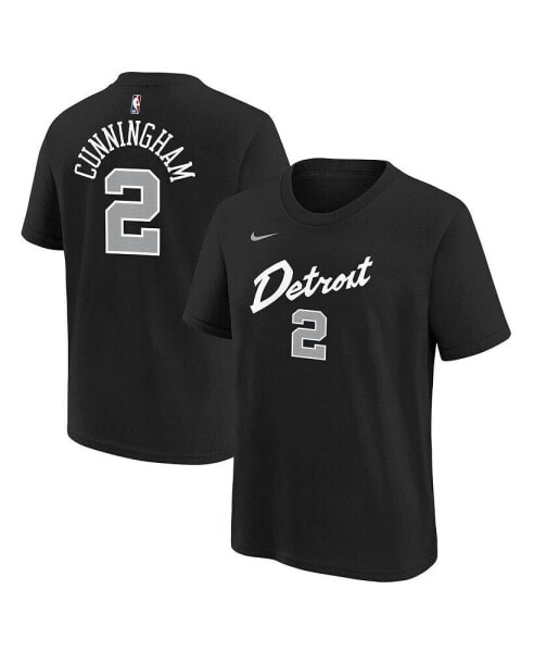 Big Boys Cade Cunningham Black Detroit Pistons 2023/24 City Edition Name and Number T-shirt