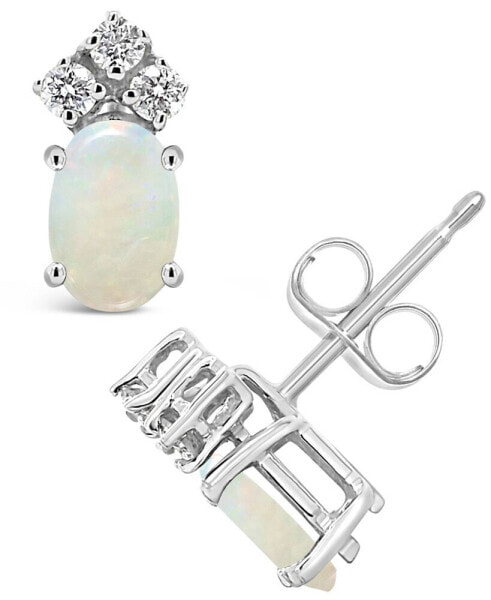 Серьги Macy's Opal and Diamond Stud