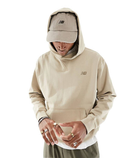 New Balance Athletics french terry hoodie in beige