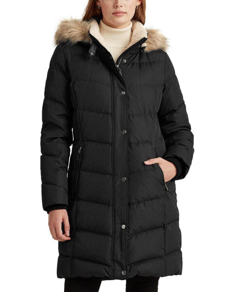 Women's Faux-Fur-Trim Hooded Puffer Coat