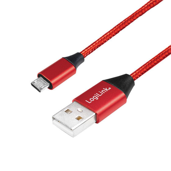 LogiLink CU0151 - 0.3 m - USB A - Micro-USB B - USB 2.0 - Red