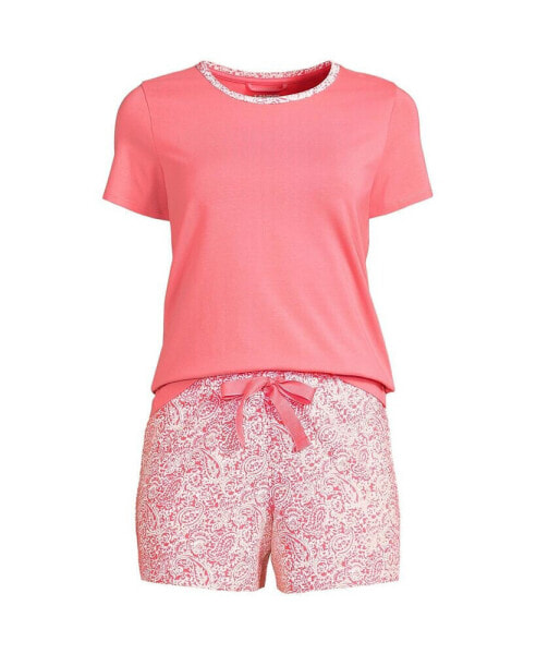 Women's Knit Pajama Short Set Short Sleeve T-Shirt and Shorts