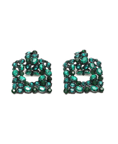 Women's Green Embellished Geometric Drop Earrings