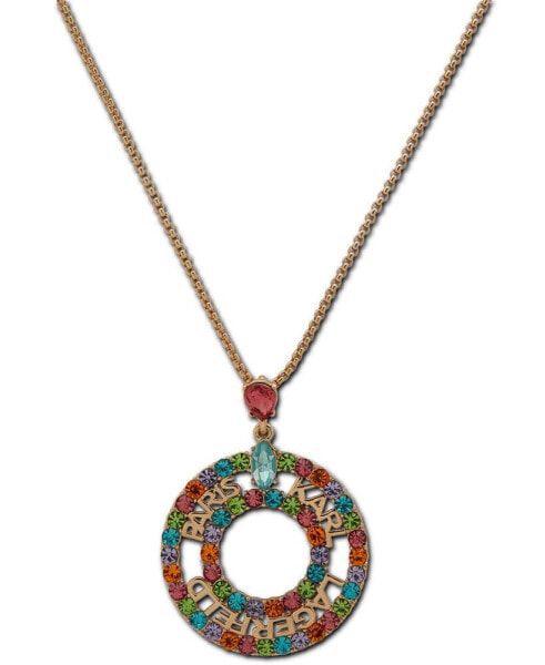 Gold-Tone Multicolor Stone 36" Adjustable Pendant Necklace