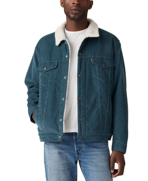 Men's Relaxed Fit Fleece Lined Snap-Front Trucker Jacket