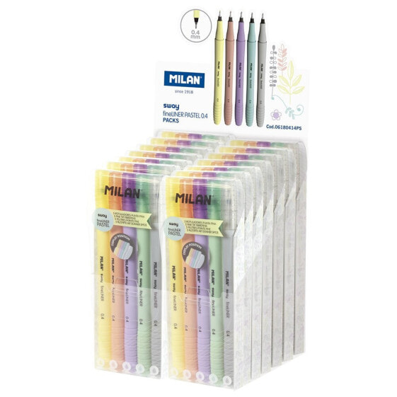 MILAN Display Box 14 Cases 5 Sway Fineliner Fine Tip Fibrepens Pastel