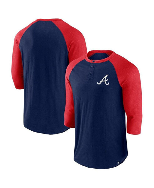 Men's / Atlanta Braves Historical Win 3/4-Sleeve Henley T-Shirt