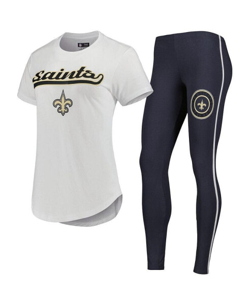 Women's White, Charcoal New Orleans Saints Sonata T-shirt and Leggings Sleep Set