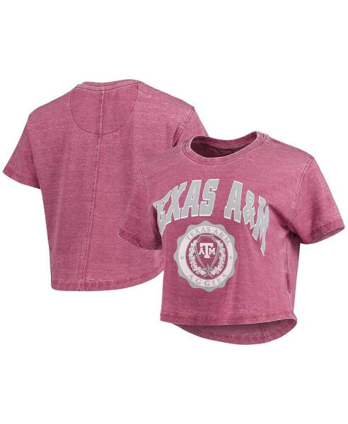 Футболка укороченная женская Pressbox Maroon Distressed Texas A&M Aggies Edith Vintage-Like Burnout - модель