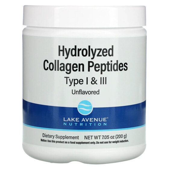 Hydrolyzed Collagen Peptides, Type I & III, Unflavored, 7.05 oz (200 g)