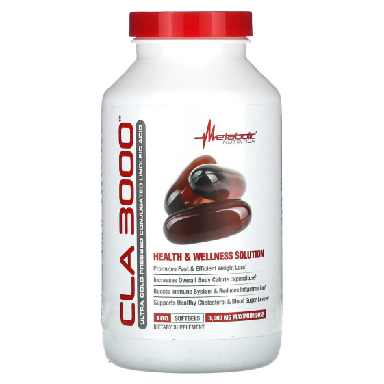 Витамины для похудения Metabolic Nutrition CLA 3000, 3000 мг, 180 капсул (1000 мг на капсулу)