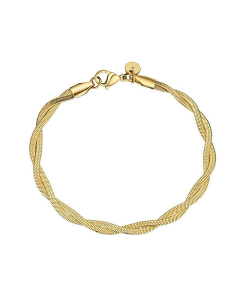 Gold-Tone Stainless Steel Rope Herringbone Bracelet