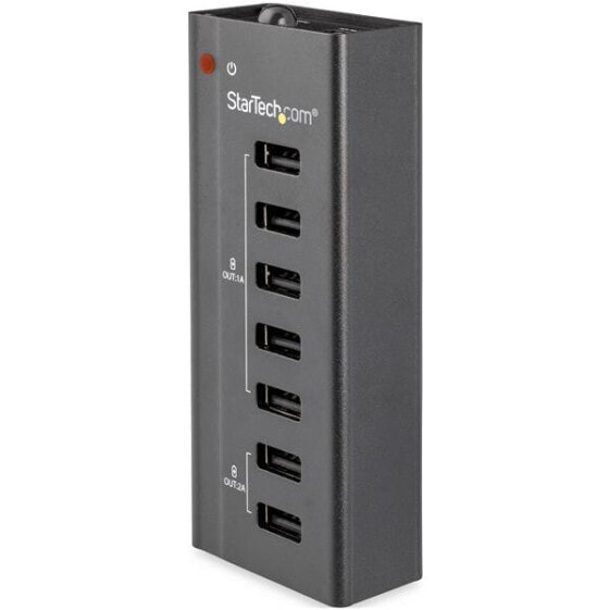 StarTech.com 7-Port USB Charging Station with 5x 1A Ports and 2x 2A Ports - Indoor - DC - 12 V - Black